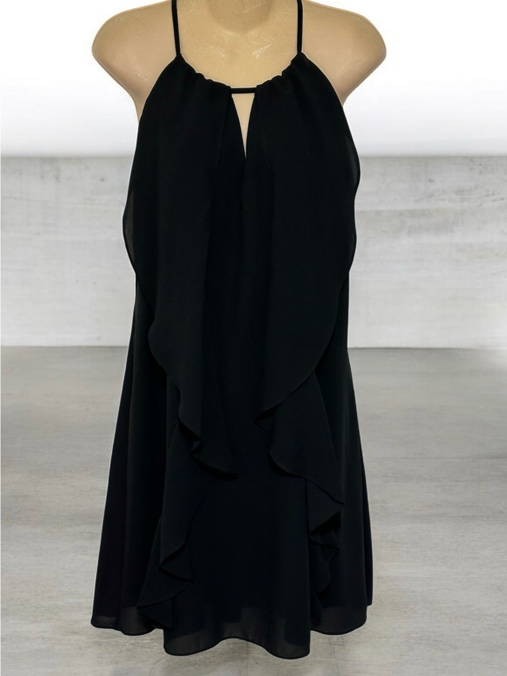 City Chic Spaghetti Strap Black Ruffle Dress